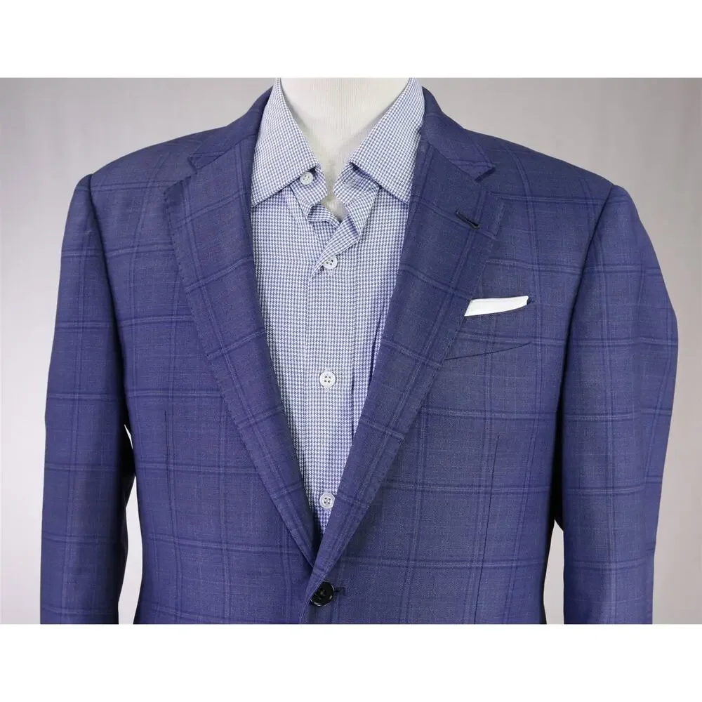 Armani Collezioni Royal Blue Windowpane 130's Wool 2-Btn Sportcoat Blazer 38S